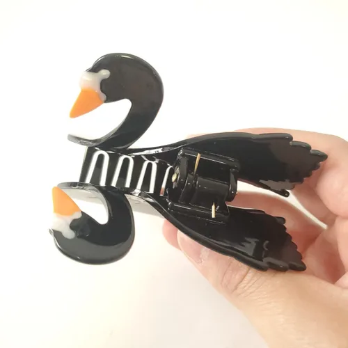 Vista 6 de Clip de garra de cisne negro,Pinzas de pelo de acetato,Pinzas de garra pequeñas para mujeres