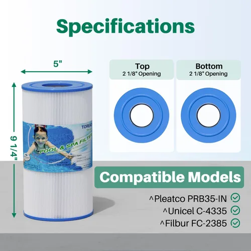Vista 2 de TOREAD Relación para filtro de spa PRB35-IN, Unicel C-4335, Guardian 409-219, Filbur FC-2385, 03FIL1300, 17-2482, 25393, 303557, 817-3501, R173431