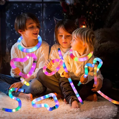 Vista 2 de Tubos Pop Fidget de Palitos Luminosos que se Iluminan, Paquete de 6 que Brillan en la Oscuridad, Suministros de Fiesta, Juguetes Sensoriales