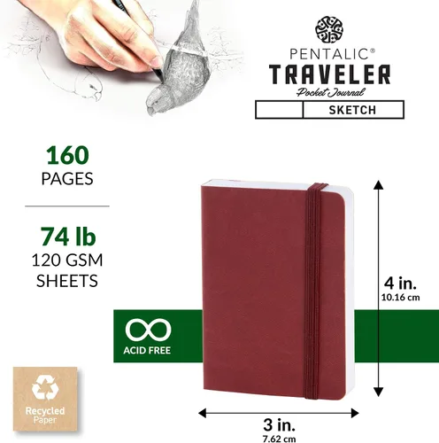 Vista 3 de Cuaderno de bocetos Travelers Dot Grid Pentalic Art, libre de ácidos