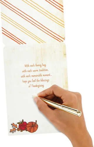 Vista 6 de Hallmark Surtido de tarjetas de Acción de Gracias de grano de madera (3 tarjetas con sobres) Live, Laugh, Love, Give Thanks, Cornucopia