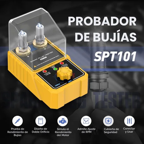 Vista 6 de Probador de chispas para automóvil, probador de bujías de automóvil con detector de doble orificio ajustable automático, analizador de enchufe