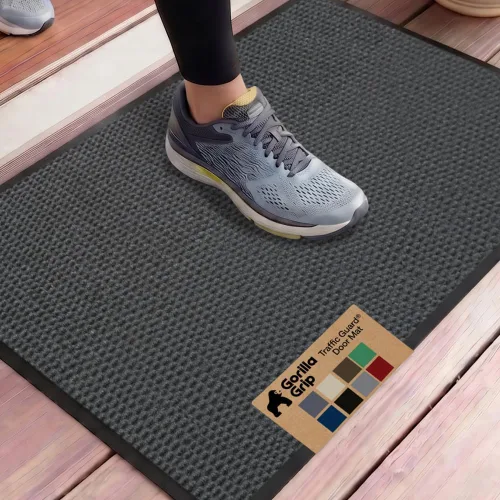 Vista 80 de GORILLA GRIP Traffic Guard - Tapete resistente para interiores y exteriores Negro