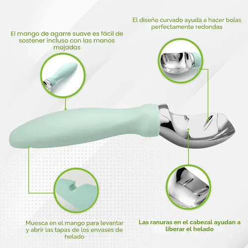 Vista 3 de Spring Chef - Cuchara de helado de metal resistente - Cuchara de helado apta para lavavajillas - Pala de helado comercial - Utensilios de cocina