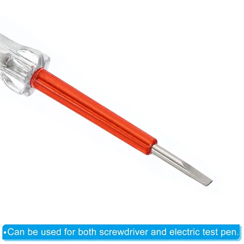 Vista 4 de PATIKIL Probador de voltaje CA 150-500V detector eléctrico de contacto con destornillador ranurado con tubo de neón, rojo transparente, paquete de 6
