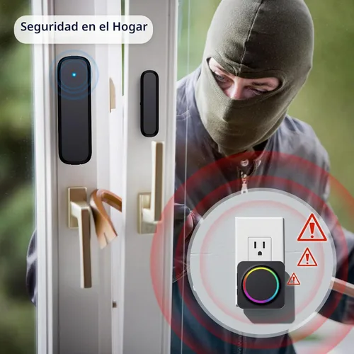 Vista 4 de Timbre de puerta, timbres de puerta cuando la puerta se abre, sensor de puerta con alarma de puerta abierta y alcance de 600 pies, 32 timbres, 5