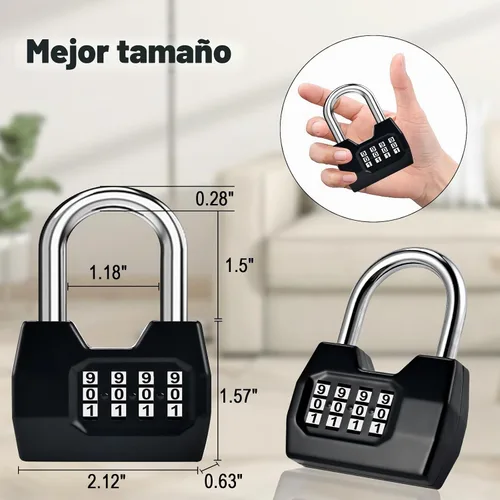 Vista 2 de Cerradura de combinación, cerradura combinada de moda de 4 dígitos, candado de combinación impermeable para exteriores, para vallas, casilleros