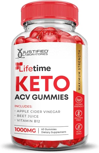 Vista 4 de Justified Laboratories Lifetime Keto ACV Boost Gummies 1000mg con jugo de granada remolacha raíz B12 60 gomitas