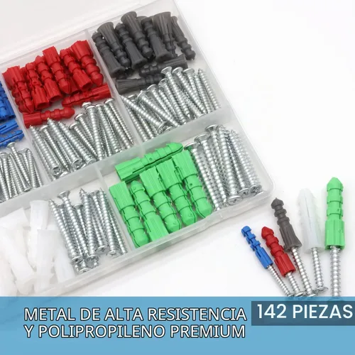 Vista 3 de Kit de anclajes y tornillos para paneles de yeso, 142 piezas, anclajes de pared y tornillos para paneles de yeso, incluye 5 tamaños diferentes
