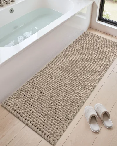 Vista 28 de DEXI Alfombrillas de baño para el baño 16x24, alfombra de baño antideslizante lavable, alfombrilla de baño de chenilla gruesa y suave absorbente