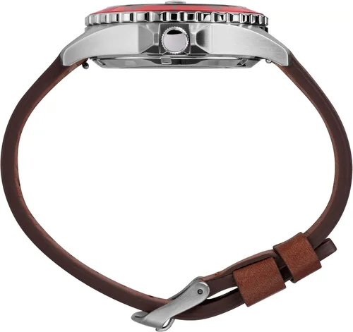 Vista 3 de Timex Navi XL 1.614in automático rojo marrón, Acero inoxidablemarrónrojo