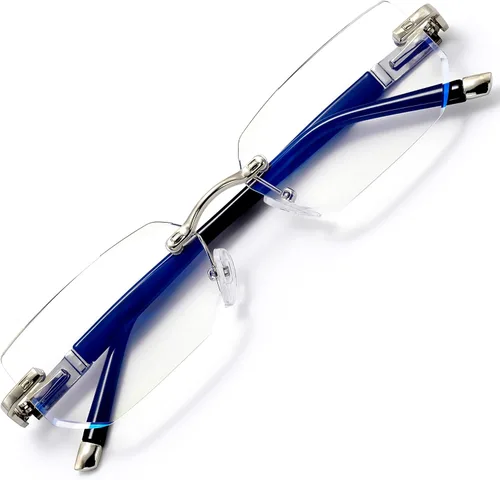 Vista 8 de HIGHLIKE Rimless Reading Glasses, Spring Hinge Readers, Diamond Cut Edge Design Blue Light Glasses