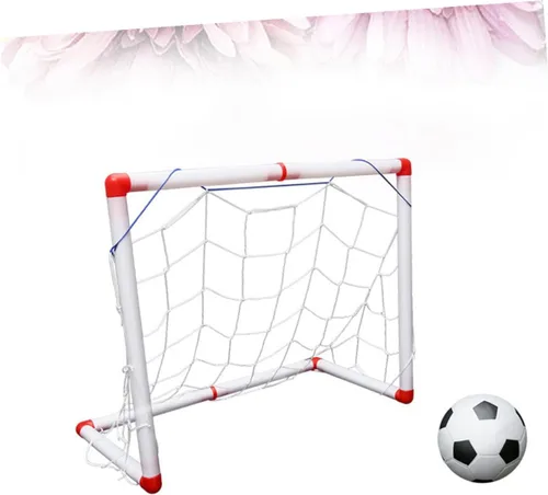 Vista 5 de Mini portería de fútbol con fútbol e inflador, red deportiva plegable para interiores para puerta de fútbol portátil resistente a la intemperie
