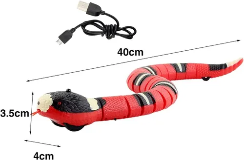 Vista 4 de Gralara Inteligente Sensing Serpiente Gato Interacción Jugar USB Recargable Serpiente Eléctrica Juguete Serpiente Falsa Serpiente para April Fools