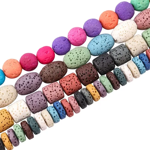 Vista 8 de OLYCRAFT 488 cuentas de roca volcánica de 0.236 pulgadas – 8 colores Chakra Energy Lava piedras preciosas redondas sueltas para hacer joyas