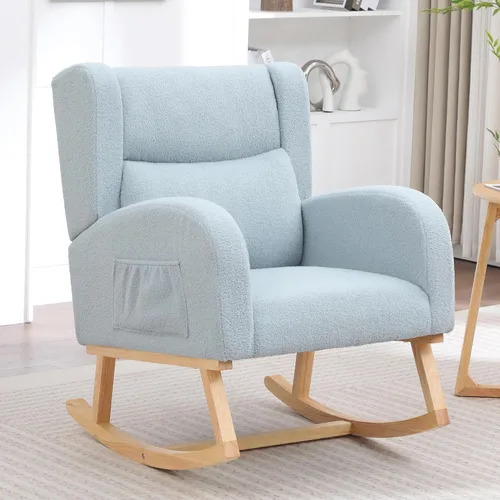 Vista 11 de Mecedoras para guardería, mecedoras tapizadas, mecedoras deslizantes para sala de estar, dormitorio, cómoda silla mecedora de lino con respaldo