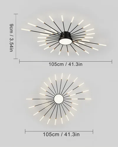 Vista 5 de Luz de Techo LED Moderna, Lámparas de Techo con Forma de Flor, Luces de Techo Empotradas, Candelabro de Montaje al Ras, Lámparas de Techo de Metal