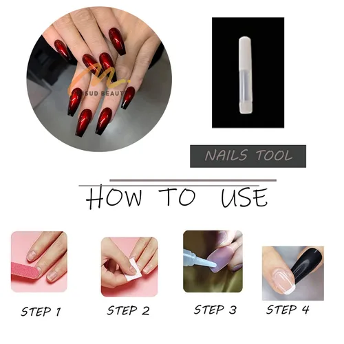 Vista 5 de MISUD - Uñas postizas largas con forma de ataúd, con diseño gótico de vampiro en negro y rojo, acrílico, 24 piezas