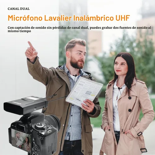 Vista 8 de Comica CVM-WM100PLUS - Sistema de micrófono inalámbrico para cámaras, videocámaras, teléfonos inteligentes, portátiles, micrófono de solapa