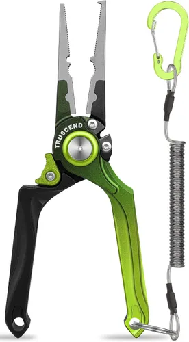 Vista 11 de TRUSCEND Easy Use Lockable Fishing Pliers with Tungsten Carbide Cutter, Innovative Ergonomic Handy Handle, Saltwater Corrosion Resistant Teflon