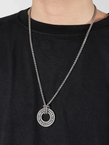 Vista 5 de HAQUIL Collar de runas vikingas, colgante de talismán de moneda de círculo nórdico nórdico vikingo nórdico, regalo de joyería vikinga para hombres