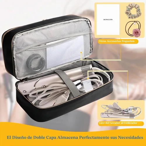 Vista 3 de Estuche de transporte de viaje para Shark Flex Style, Estuche de almacenamiento de doble capa para accesorios del secador de pelo Shark SpeedStyle