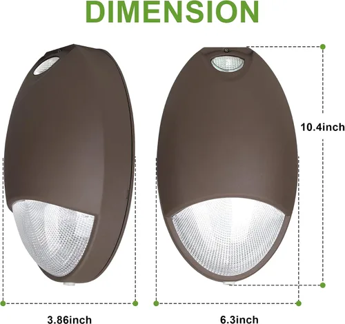 Vista 6 de Paquete de pared de emergencia LED con batería de respaldo y fotocélula fotográfica, pared de emergencia LED de grado comercial, 12 W, 100-277 VCA