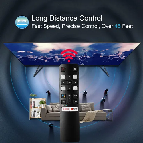 Vista 2 de RC802V Control remoto de voz Rplacement Compatible con todos los TCL Android 4K UHD Smart TV
