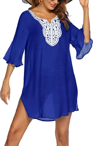 Vista 4 de Ekouaer Swimsuit Cover Ups Women's Bathing Suit Coverup Lace Crochet Beachwear Loose Bikini Beach Dress for Swimwear