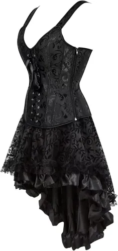 Vista 2 de Steampunk Corsé, Vestido para Mujer, Bustier, Lencería, Falda, Conjunto Gótico, traje de pirata