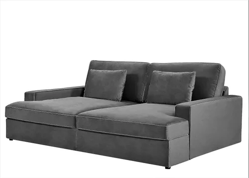 Vista 6 de Container Furniture Direct Moderno sofá cama de terciopelo con diseño lujoso, elegante centro de mesa para salas de estar elegantes y cómodos Gris