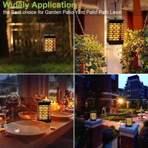 Vista 5 de Solar llama para colgar luces al aire última intervensión Linternas solares de luz IP55 impermeable con 75 LEDs bailando ojearlas efecto para jardín