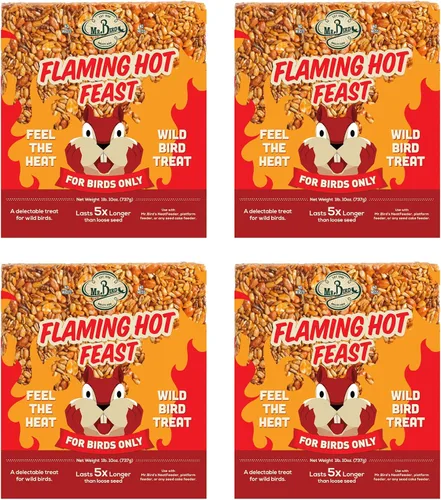 Vista 9 de Mr. Bird Flaming Hot Feast - Cilindro de semillas de pájaro picante, 1 paquete, 1 libra 3 onzas