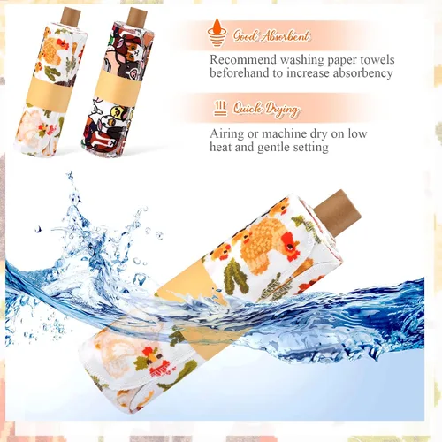 Vista 6 de Redbaker 50 piezas de toallas de papel reutilizables paños de algodón reutilizables sin papel toallas de papel absorbentes lavables con rollo paños