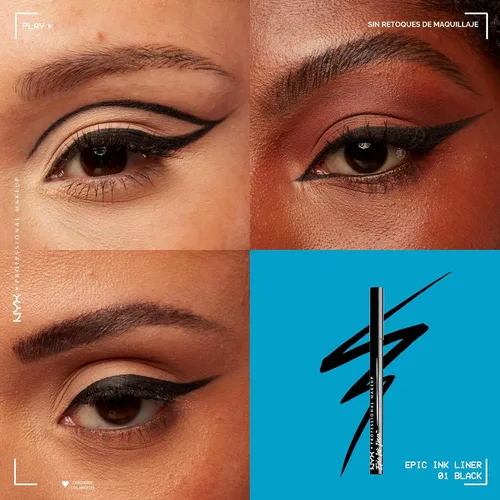 Vista 3 de NYX PROFESSIONAL MAKEUP Epic Ink Liner, delineador líquido impermeable, negro, fórmula vegana