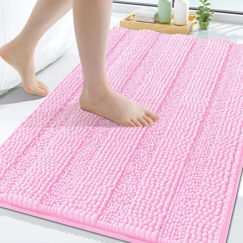 Vista 57 de Grandaily Alfombras de baño de felpilla a rayas de 24 x 16 pulgadas, extra gruesas y suaves, absorbentes, parte trasera de goma, alfombra de ducha