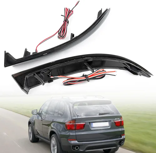 Vista 5 de Luces reflectoras LED para parachoques trasero 2010-2013 B-MW X5 E70 LCI sin M Sprots Red Led Tail Driving Parking Lamps Full Strip LED Reflector