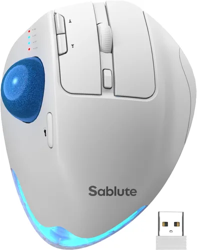 Vista 10 de MAM1 Pro - Ratón inalámbrico de Trackball, ergonómico Bluetooth recargable, mouse de pulgar retroiluminado con 5 niveles DPI, ángulo ajustable