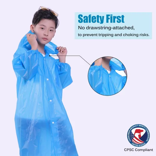 Vista 26 de Chaqueta de lluvia para niños, paquete de 2 ponchos de lluvia para niños, impermeables reutilizables para niños y niñas, impermeable, para exteriores