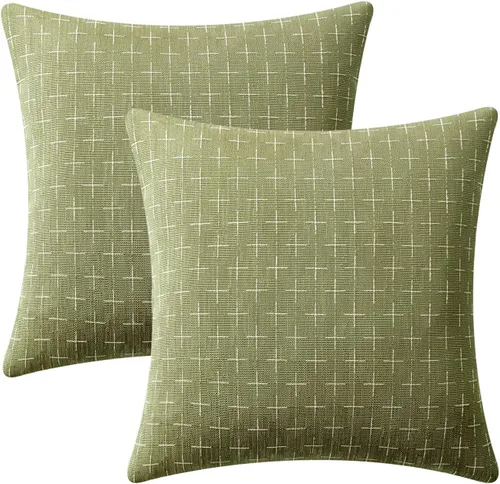 Vista 63 de MIULEE - Juego de 2 fundas de almohada decorativas de lino de arpillera navideñas, modernas, estilo campestre, rústicas, tejidas, con textura