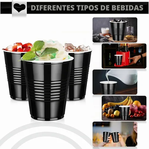 Vista 9 de Paquete de 100 vasos desechables de plástico negro de 12 onzas, vasos