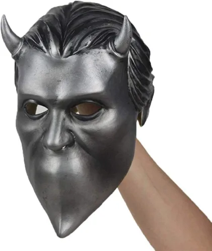 Vista 4 de NECHARI Máscara de Ghouls sin nombre, fantasma de metal pesado Doom Hard Rock Band Casco Halloween Cosplay Prop Sé el primero en opinar sobre este