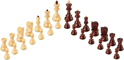 Vista 4 de Bobby Fischer Zagreb - Juego de ajedrez de secuoya y boj con tamaño King de 3.75 pulgadas. Solo piezas de ajedrez de madera ponderadas de alta