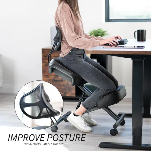Vista 4 de DRAGONN by VIVO DN-CH-K02B - Silla ergonómica arrodillada con soporte para el respaldo, taburete ajustable para el hogar y la oficina con asiento