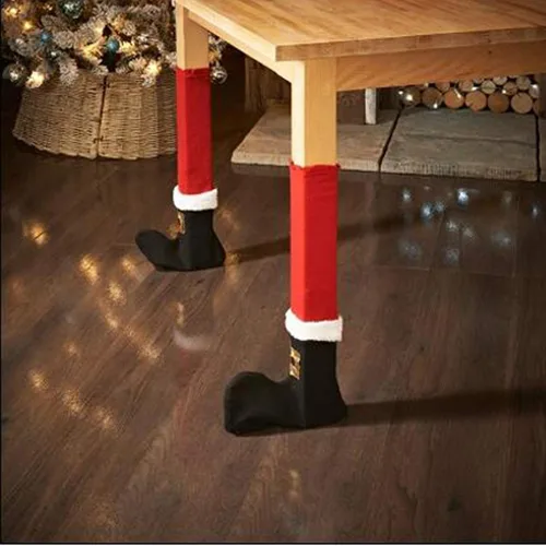 Vista 4 de 4 calcetines divertidos de Navidad para muebles, calcetines de mesa de elfos de Navidad, fundas para patas de silla, protectores de suelo