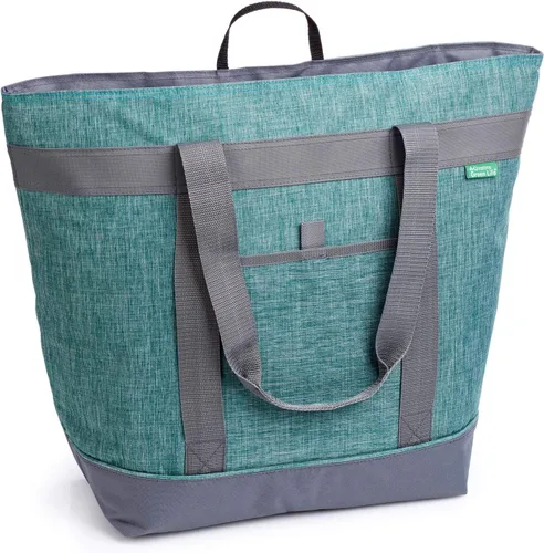 Vista 3 de Bolsa térmica térmica Jumbo (paquete de 2 unidades, carbón, verde) con aislamiento térmico HD, enfriador suave plegable de alta calidad, es una