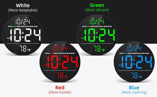 Vista 8 de Reloj de pared digital con pantalla LED grande, fecha, temperatura, brillo automático Pequeño reloj [ENCHUFE] Reloj de pared eléctrico moderno