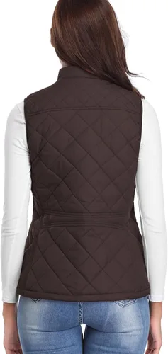 Vista 8 de Fuinloth - Chaleco acolchado para mujer, diseño de cuello alto, ligero, con cierre