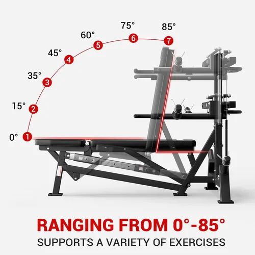 Vista 4 de GMWD Chest Press Machine, Bench Press Machine with Independent Converging Arms, Adjustable Flat Incline Bench for Chest, AB Workouts, Shoulder Home