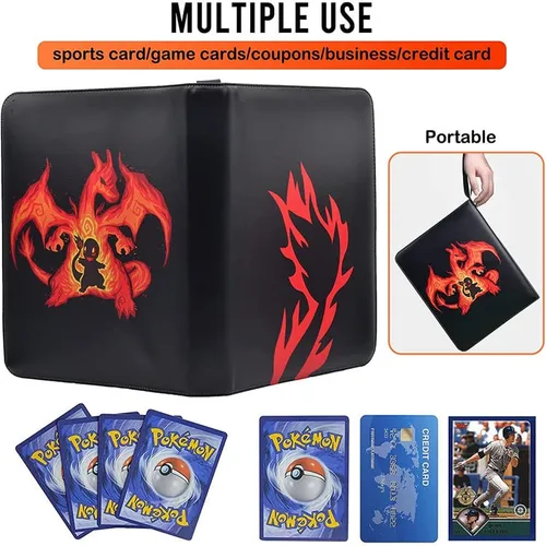 Vista 3 de Carpeta portátil de 9 bolsillos con 40 fundas extraíbles para 900 tarjetas de almacenamiento